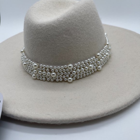 2 Wool Fedora with pearl Trim Women\'s Adjustable Hats main image 4
